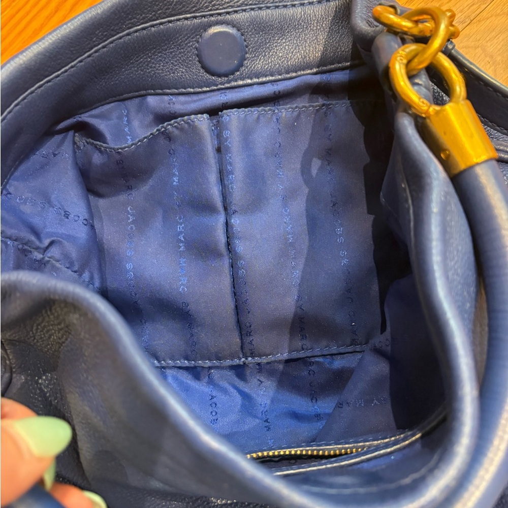 Marc by Marc Jacobs Royal Blue Leather Shoulder Bag with Gold Hardware - Picture 2 of 6